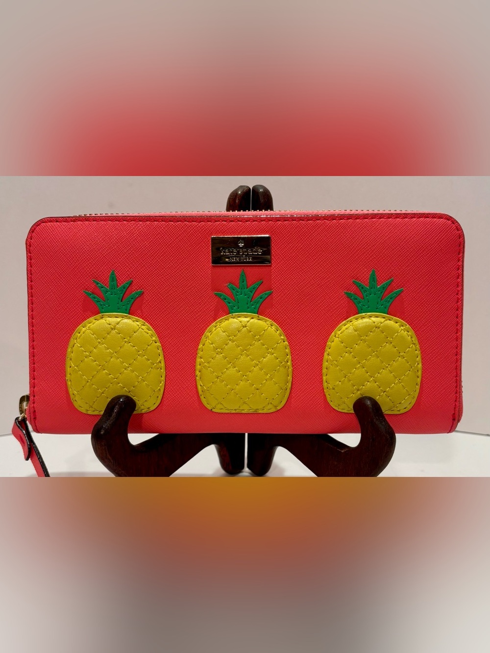 Kate Spade "How Refreshing" Neda Pineapple Zip Around Wallet - Rare!
